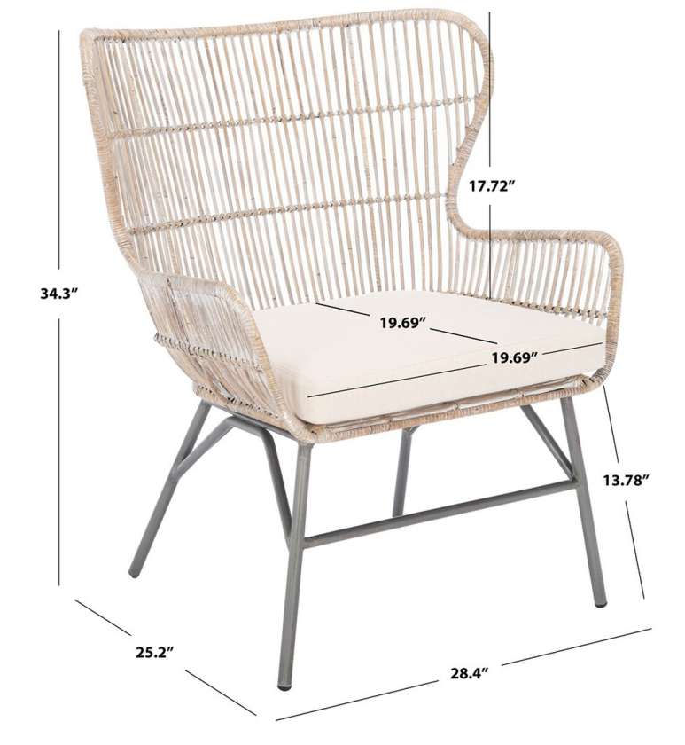 Safavieh Lenu Rattan Accent Chair W/ Cushion | Accent Chairs | Modishstore - 3