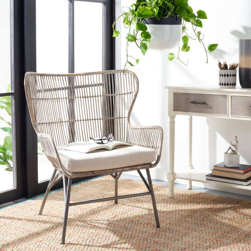 Safavieh Lenu Rattan Accent Chair W/ Cushion | Accent Chairs | Modishstore - 2