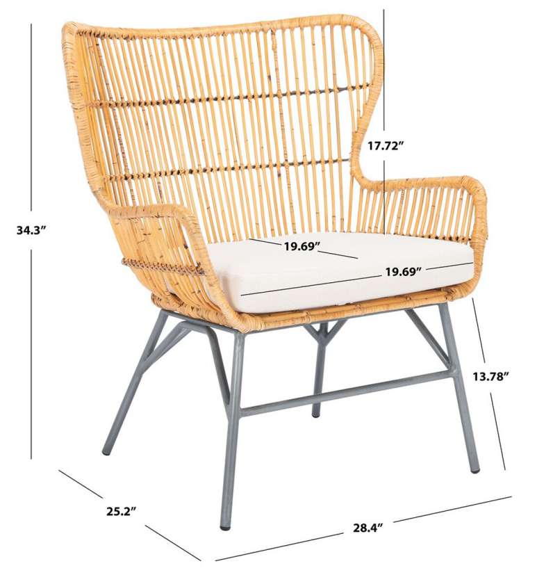 Safavieh Lenu Rattan Accent Chair W/ Cushion | Accent Chairs | Modishstore - 8