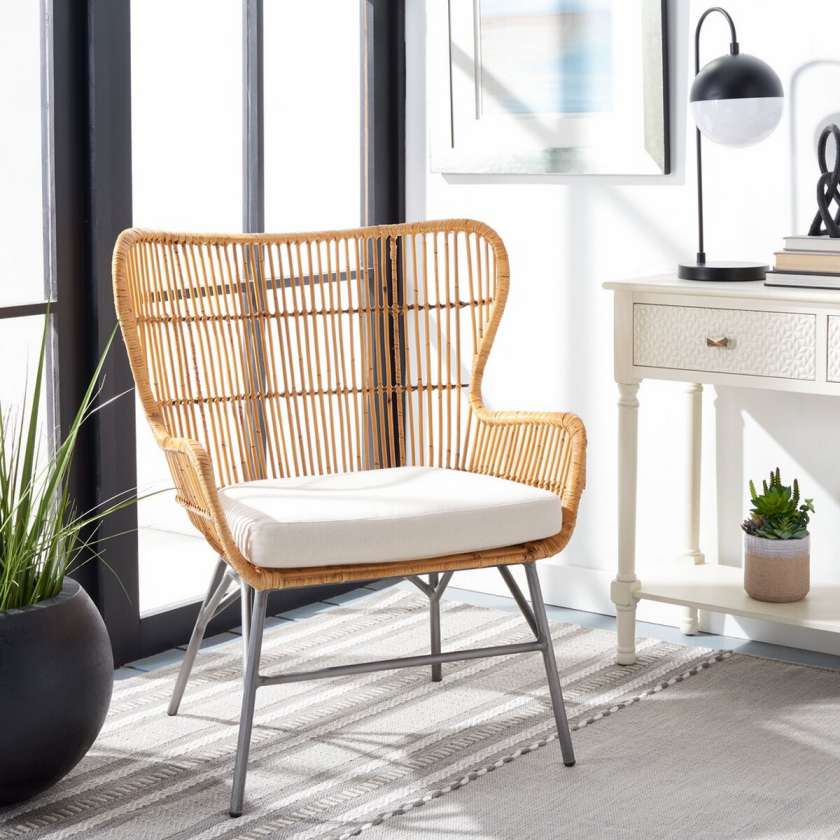 Safavieh Lenu Rattan Accent Chair W/ Cushion | Accent Chairs | Modishstore - 4
