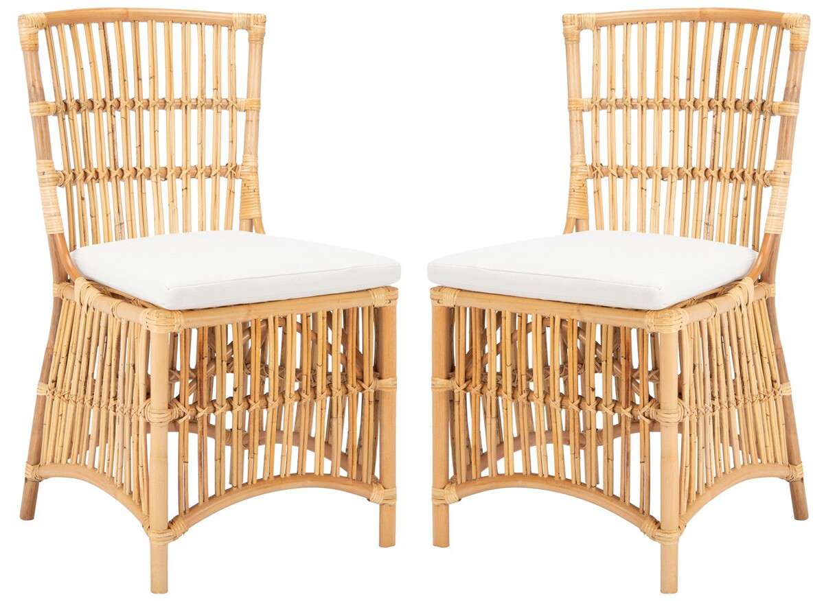 Safavieh Erika Rattan Accent Chair W/ Cushion Set Of 2 - Natural | Accent Chairs | Modishstore