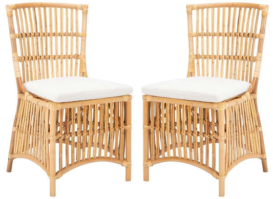 Safavieh Erika Rattan Accent Chair W/ Cushion Set Of 2 - Natural | Accent Chairs | Modishstore