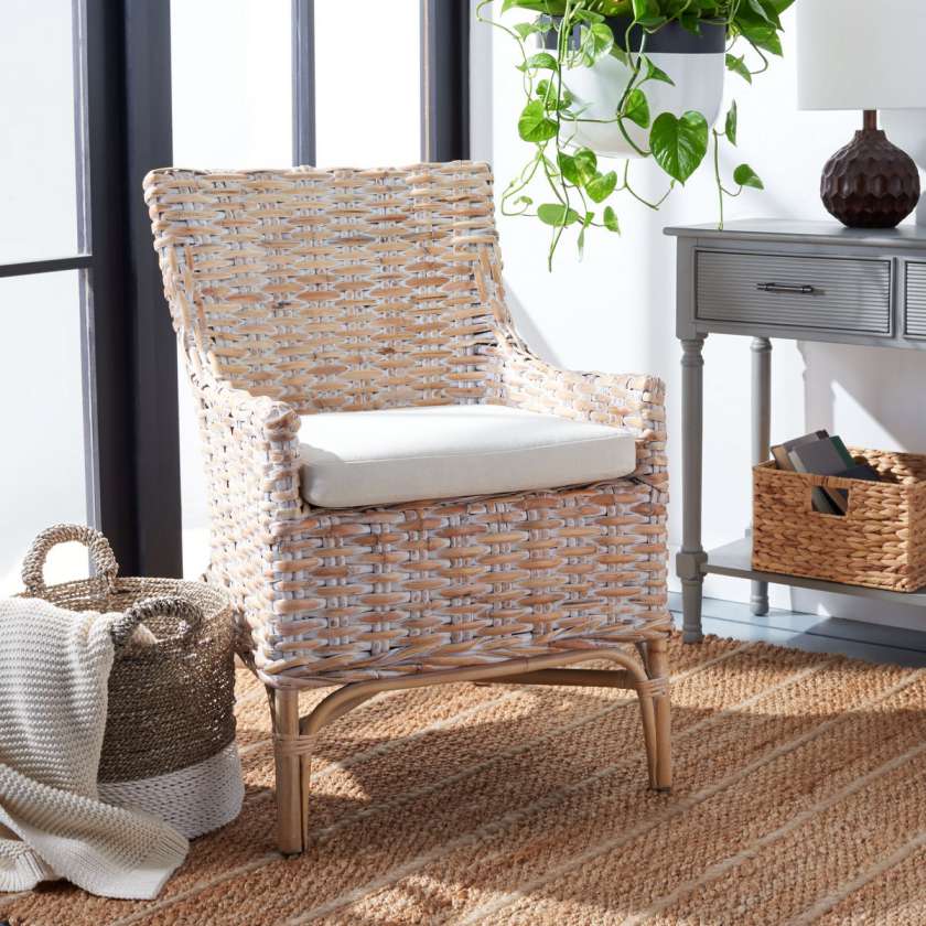 Safavieh Cristen Rattan Accent Chair W/ Cushion | Accent Chairs | Modishstore - 2