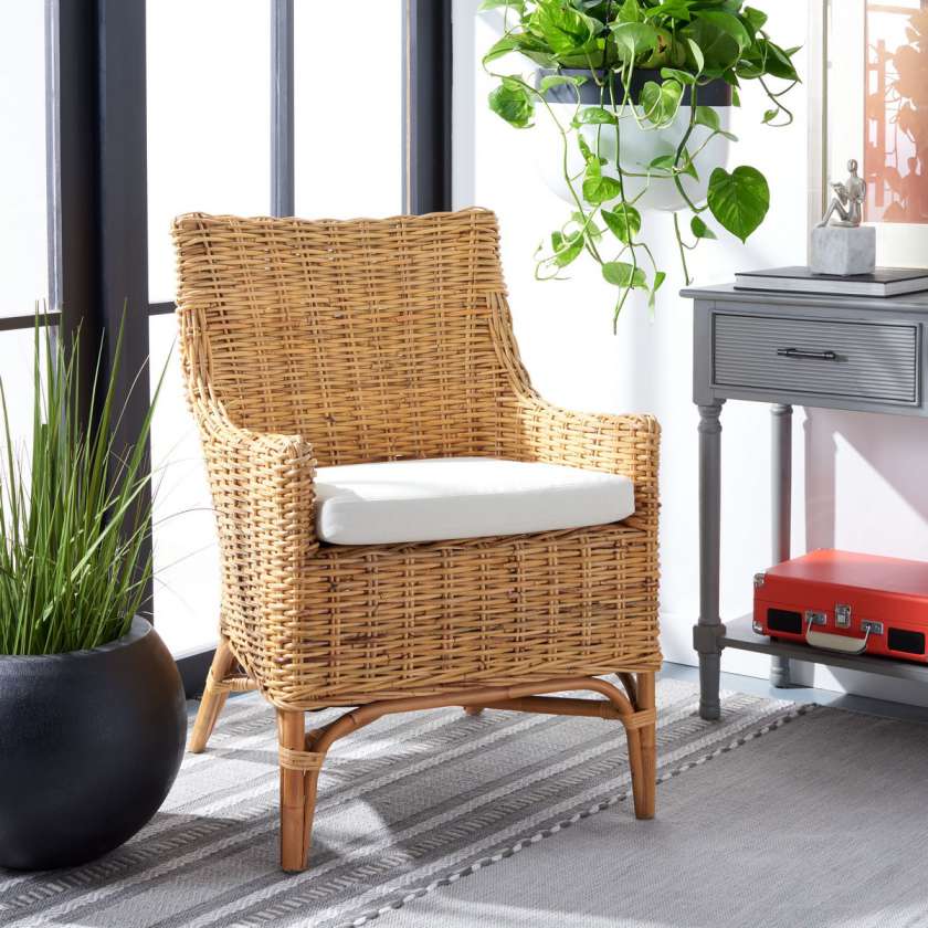 Safavieh Cristen Rattan Accent Chair W/ Cushion | Accent Chairs | Modishstore - 6