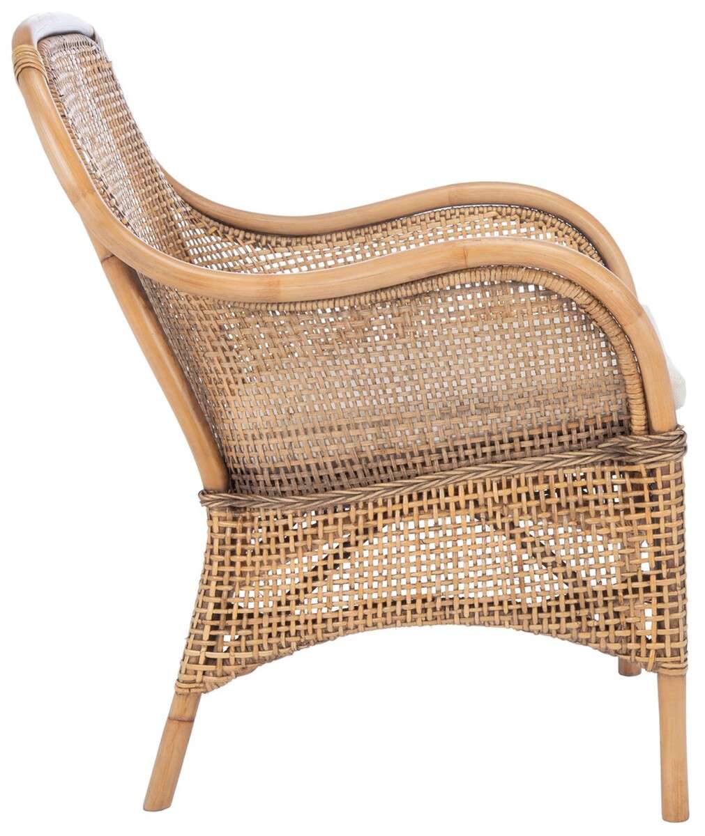 Safavieh Charlie Rattan Accent Chair W/ Cushion - Dark Natural | Accent Chairs | Modishstore - 3