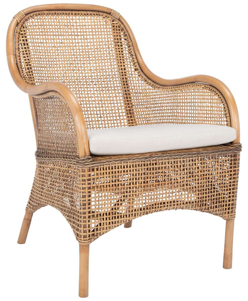 Safavieh Charlie Rattan Accent Chair W/ Cushion - Dark Natural | Accent Chairs | Modishstore - 2