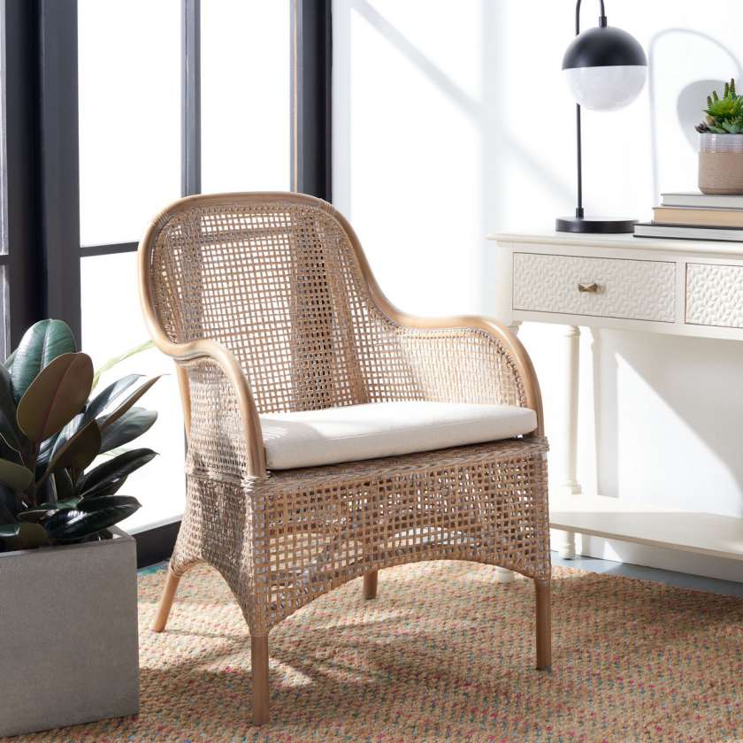Safavieh Charlie Rattan Accent Chair W/ Cushion | Accent Chairs | Modishstore - 2