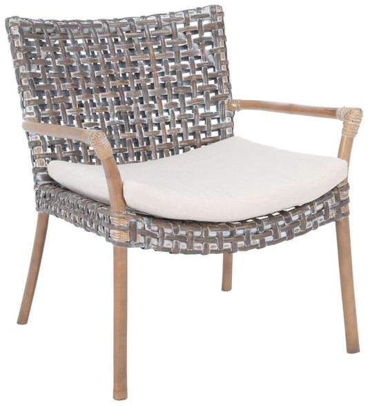 Safavieh Collette Rattan Accent Chair W/ Cushion - Gray White Wash | Accent Chairs | Modishstore