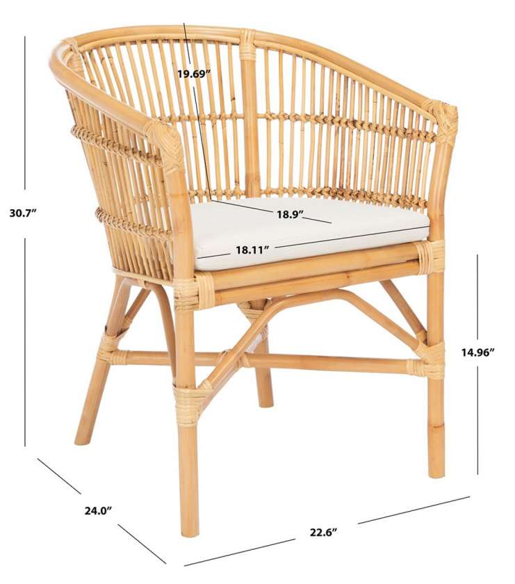 Safavieh Olivia Rattan Accent Chair W/ Cushion | Accent Chairs | Modishstore - 4