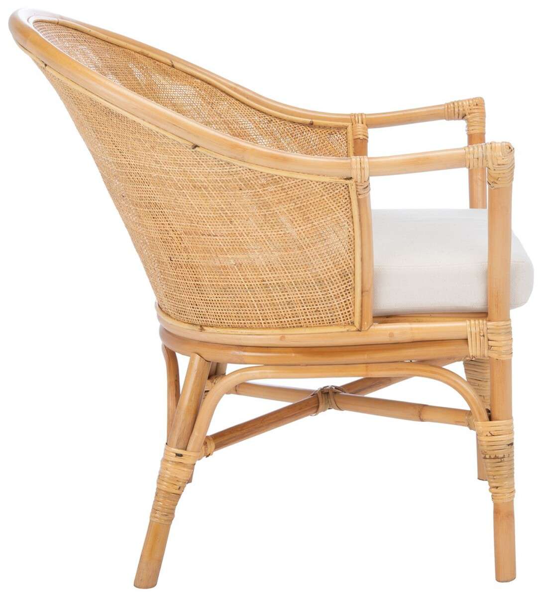 Safavieh Dustin Rattan Accent Chair W/ Cushion - Natural | Accent Chairs | Modishstore - 3