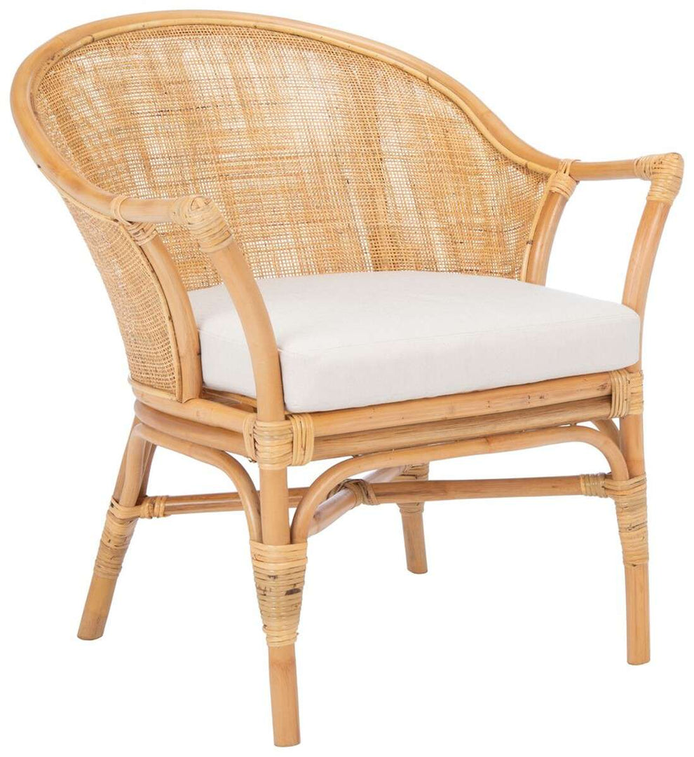 Safavieh Dustin Rattan Accent Chair W/ Cushion - Natural | Accent Chairs | Modishstore - 2