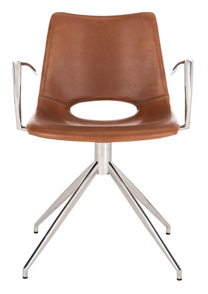 Safavieh Dawn Midcentury Modern Leather Swivel Office Arm Chair | Office Chairs | Modishstore - 4