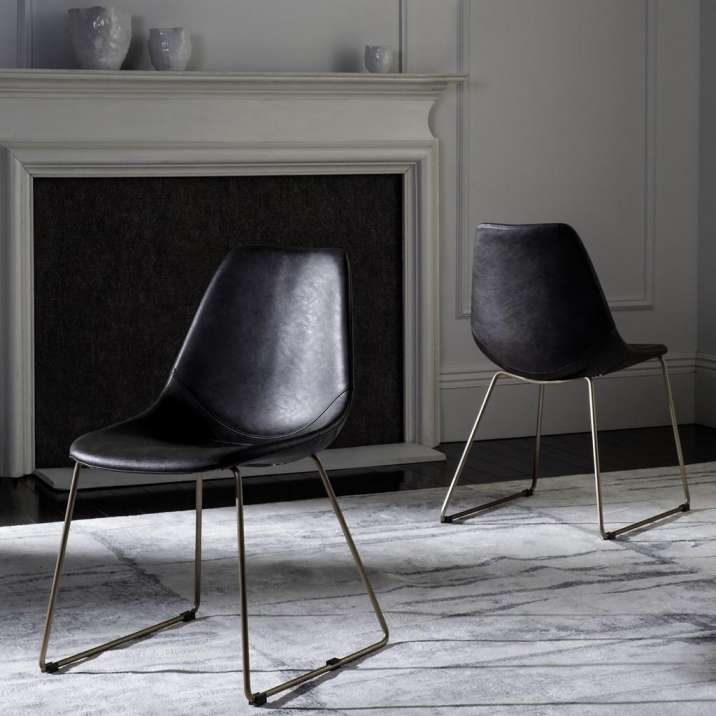 Safavieh Dorian Midcentury Modern Leather Dining Chair | Accent Chairs |  Modishstore  - 2
