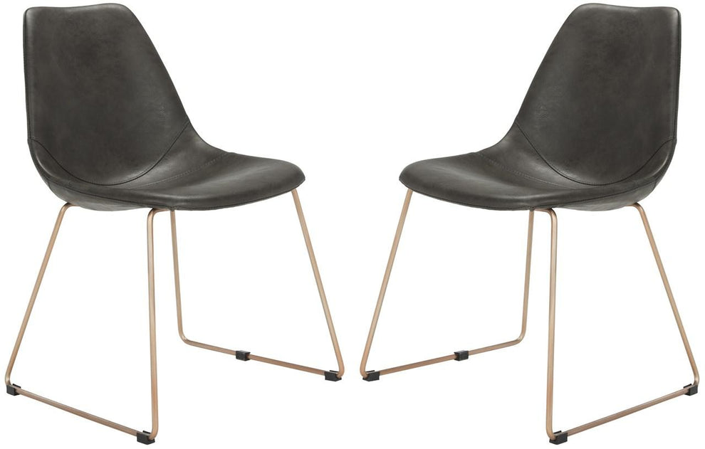Safavieh Dorian Midcentury Modern Leather Dining Chair | Accent Chairs | Modishstore - 1