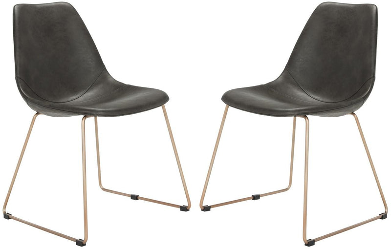 Safavieh Dorian Midcentury Modern Leather Dining Chair | Accent Chairs | Modishstore - 1