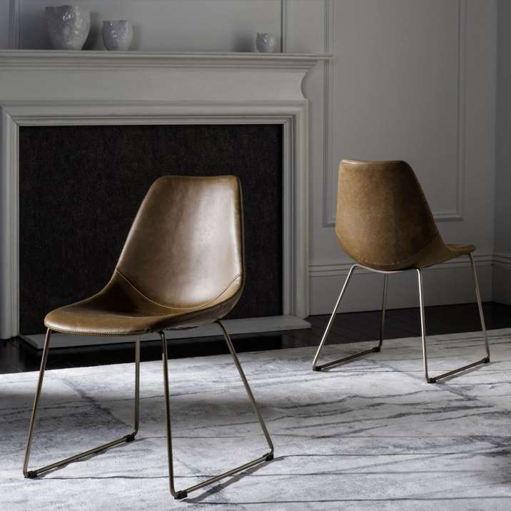 Safavieh Dorian Midcentury Modern Leather Dining Chair | Accent Chairs |  Modishstore  - 6