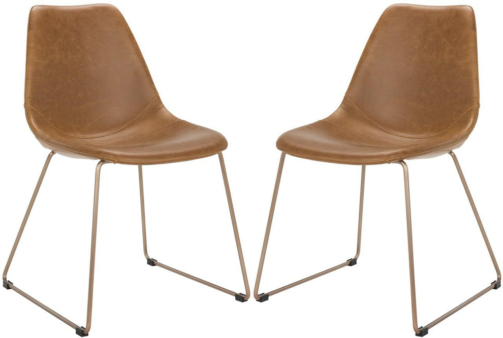Safavieh Dorian Midcentury Modern Leather Dining Chair | Accent Chairs | Modishstore - 5