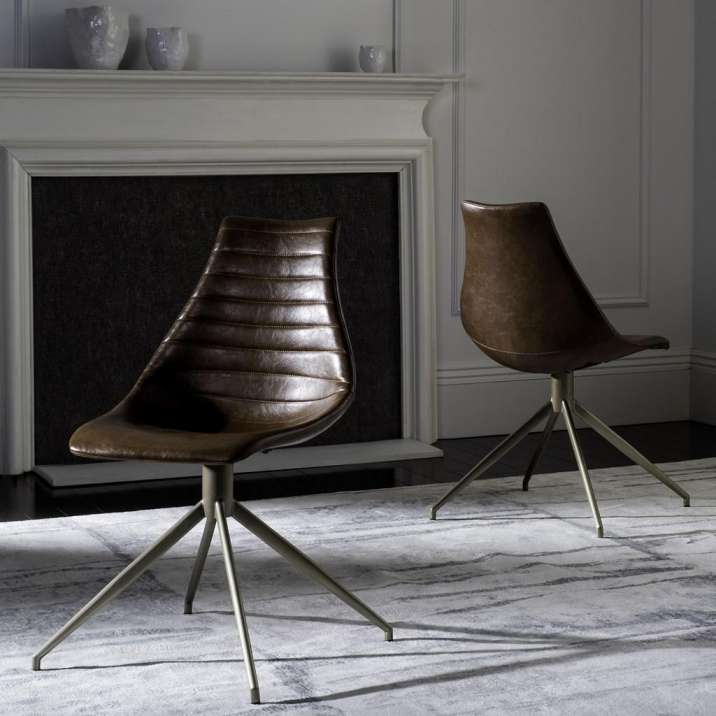 Safavieh Lynette Midcentury Modern Leather Swivel Dining Chair | Accent Chairs | Modishstore - 2