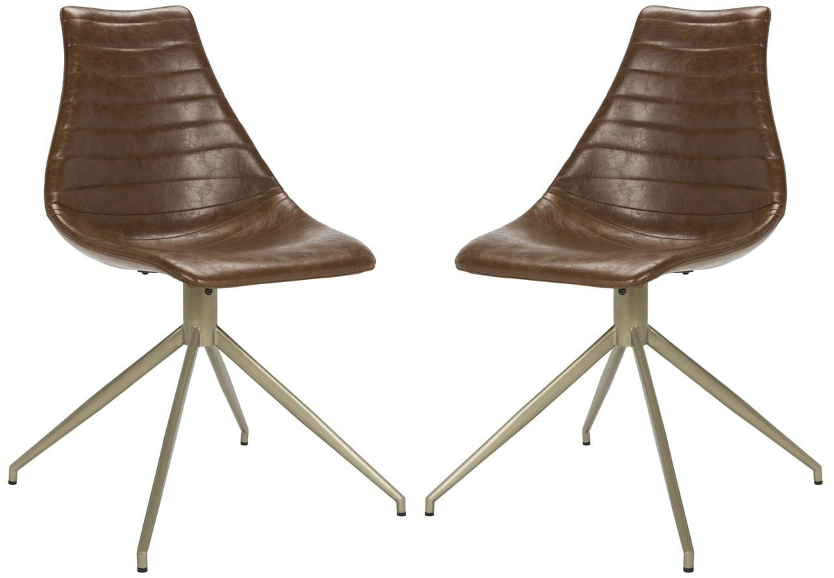 Safavieh Lynette Midcentury Modern Leather Swivel Dining Chair | Accent Chairs | Modishstore - 1