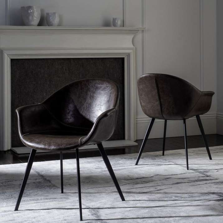 Safavieh Dublin Midcentury Modern Leather Dining Tub Chair | Accent Chairs | Modishstore - 2