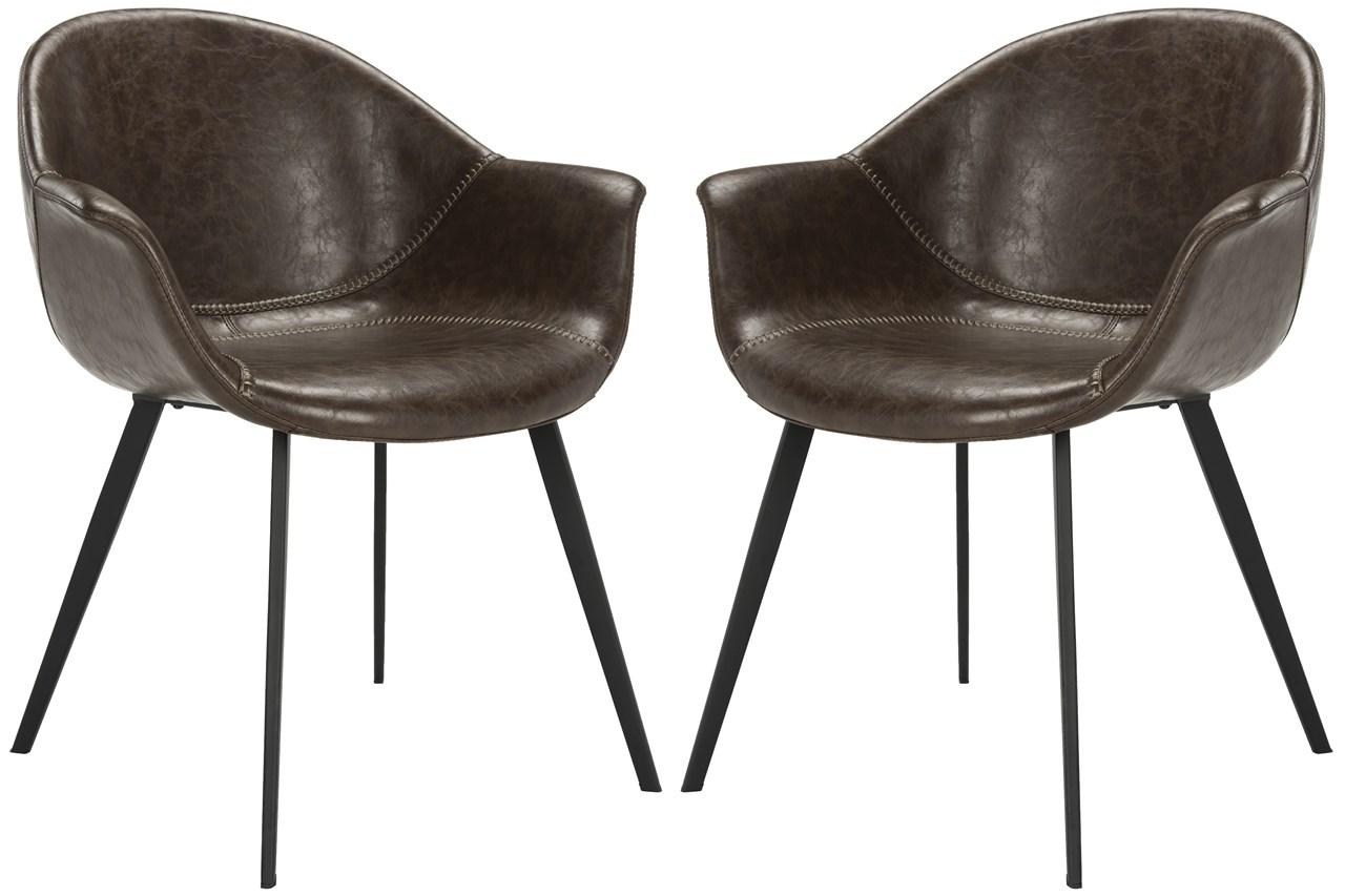 Safavieh Dublin Midcentury Modern Leather Dining Tub Chair | Accent Chairs | Modishstore - 1