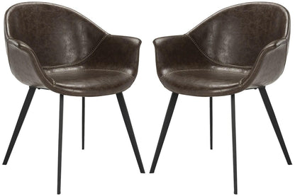 Safavieh Dublin Midcentury Modern Leather Dining Tub Chair | Accent Chairs | Modishstore - 1