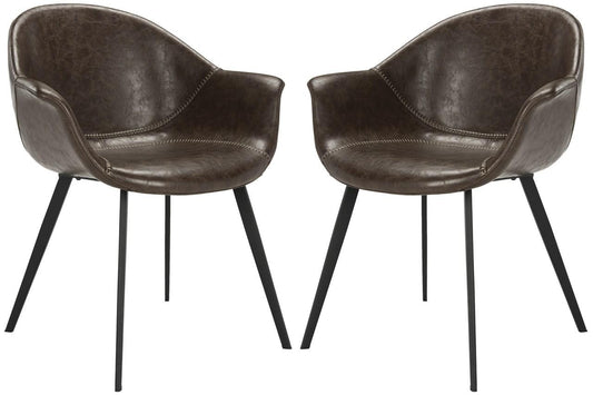 Safavieh Dublin Midcentury Modern Leather Dining Tub Chair | Accent Chairs | Modishstore - 1