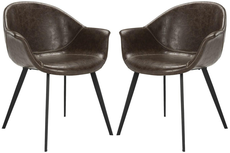 Safavieh Dublin Midcentury Modern Leather Dining Tub Chair | Accent Chairs | Modishstore - 1