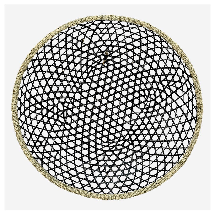 Talia Round Bamboo Cane Wall Décor, White/Black Wash Set of 2 by Jeffan | Wall Decor | Modishstore - 2