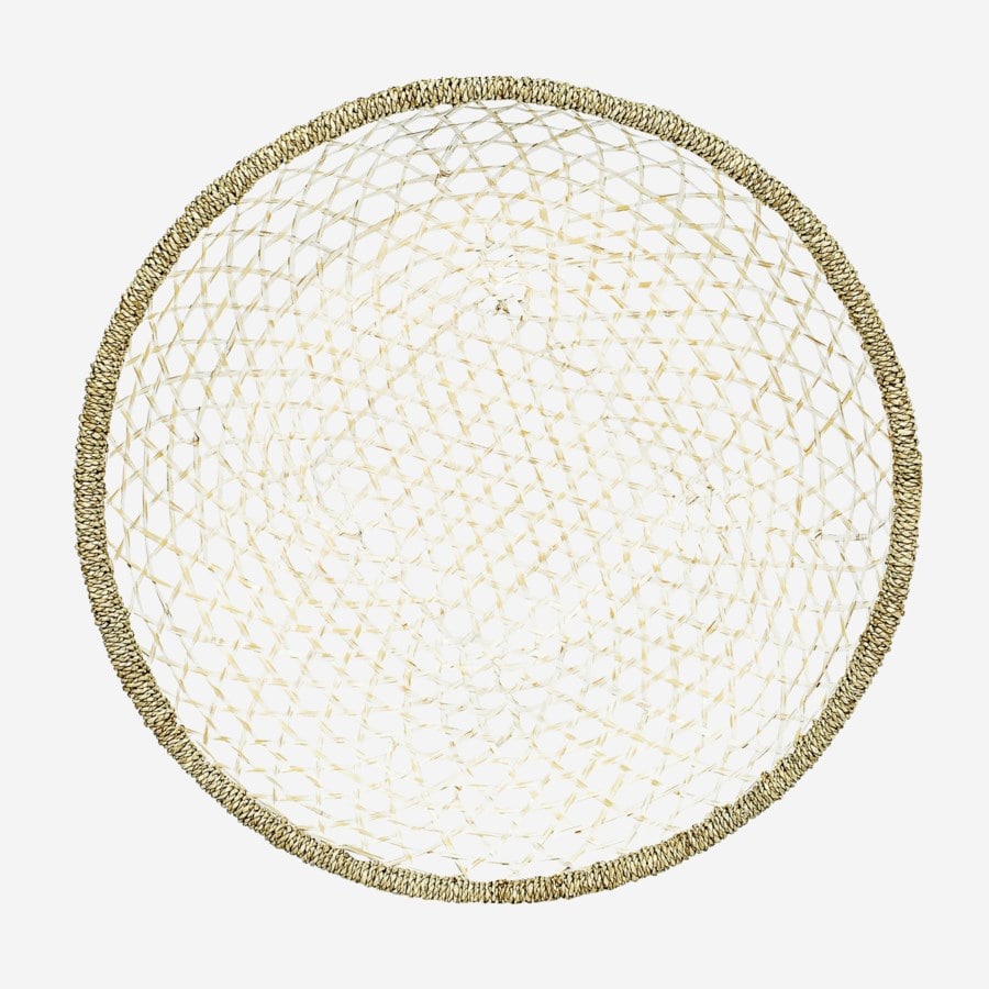 Talia Round Bamboo Cane Wall Décor, White/Black Wash Set of 2 by Jeffan | Wall Decor | Modishstore