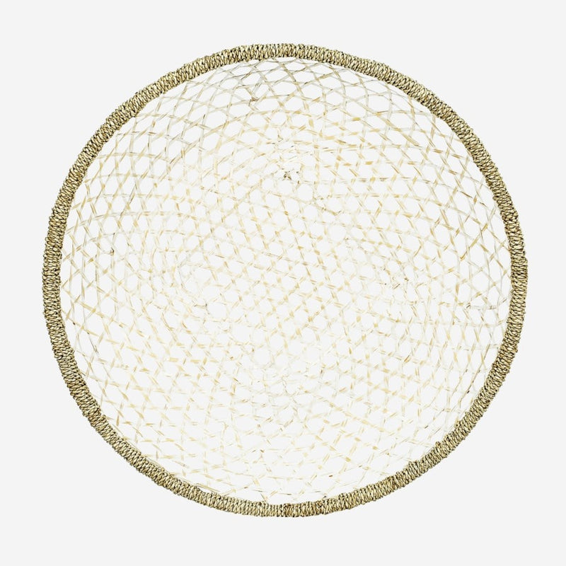 Talia Round Bamboo Cane Wall Décor, White/Black Wash Set of 2 by Jeffan | Wall Decor | Modishstore