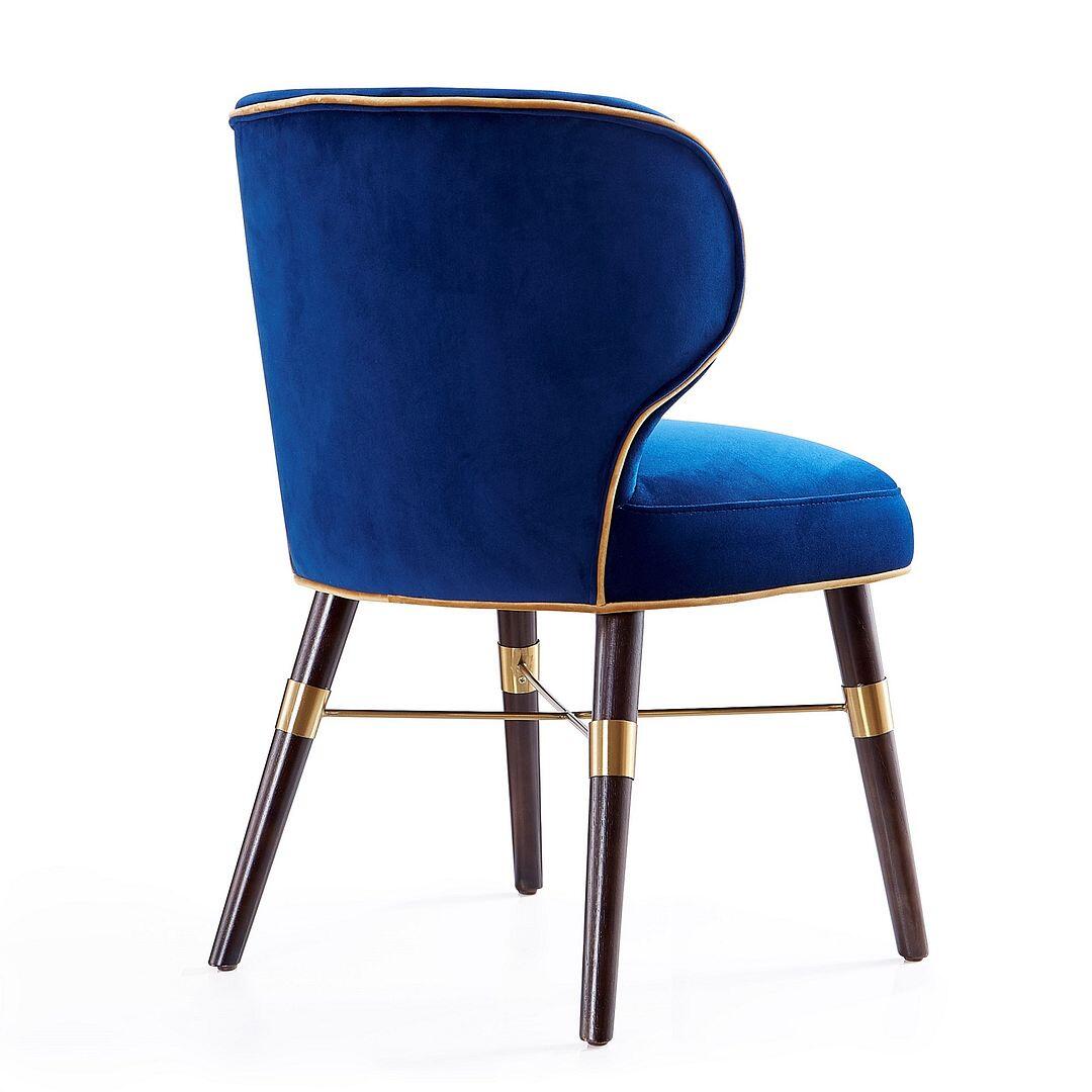 Manhattan Comfort Strine Royal Blue Velvet Dining Chair (Set of 2) | Dining Chairs | Modishstore - 3