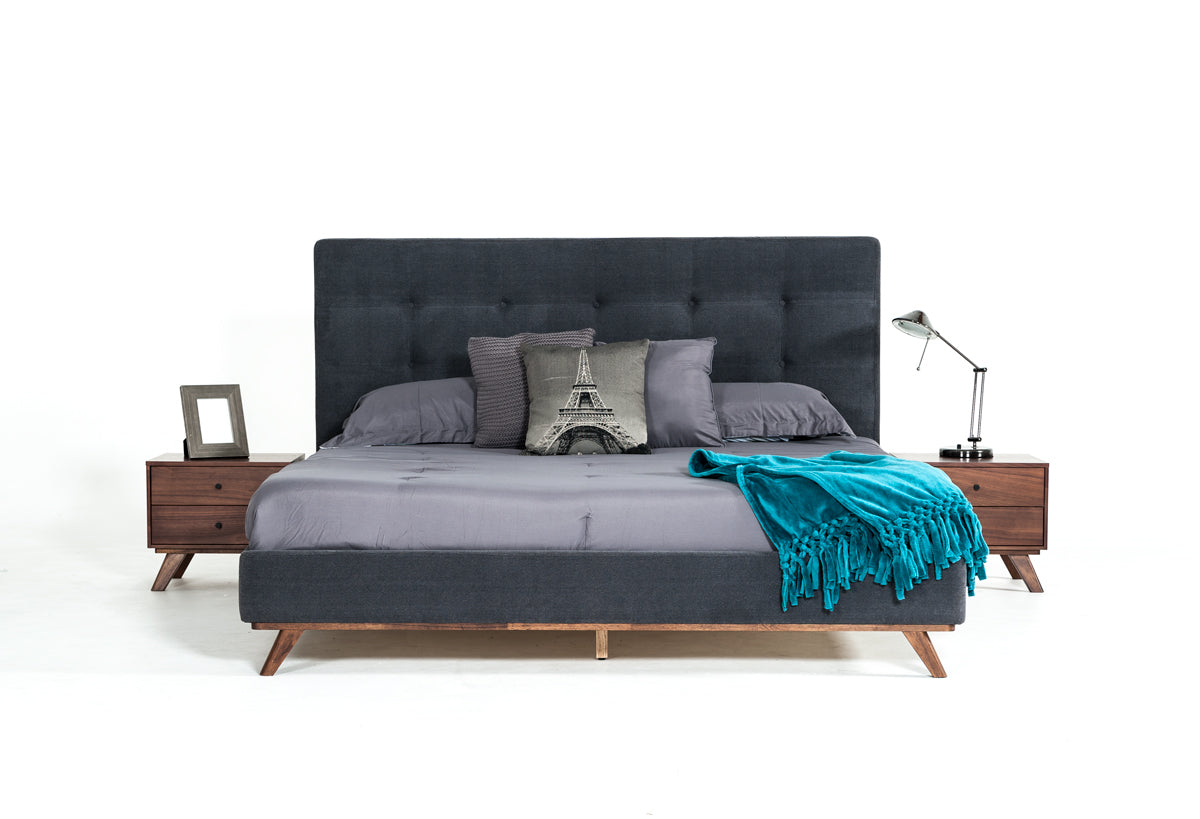 Modrest Addison Mid-Century Modern Grey & Walnut Bedroom Set | Bedroom Sets | Modishstore - 3
