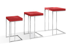 A&X Amelia - Modern Red Crocodile Lacquer Nesting Table Set