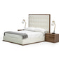 Modrest Amberlie - White Vegan Leather & Walnut Bed | Beds | Modishstore
