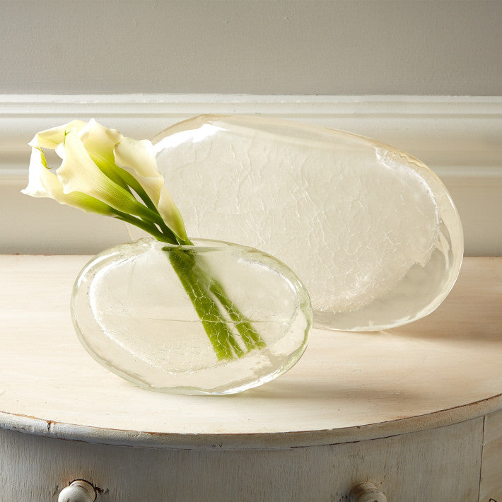 Tozai Home S/2 Crackled Crystal Ellipse Vase