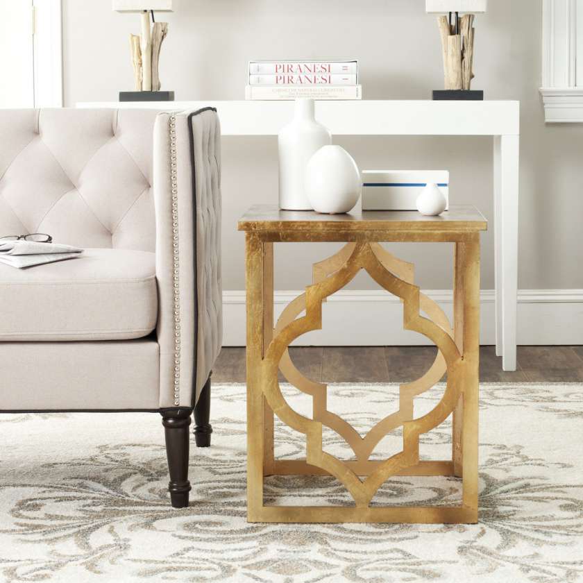 Safavieh Milo Trellis Gold Leaf End Table | End Tables | Modishstore - 2