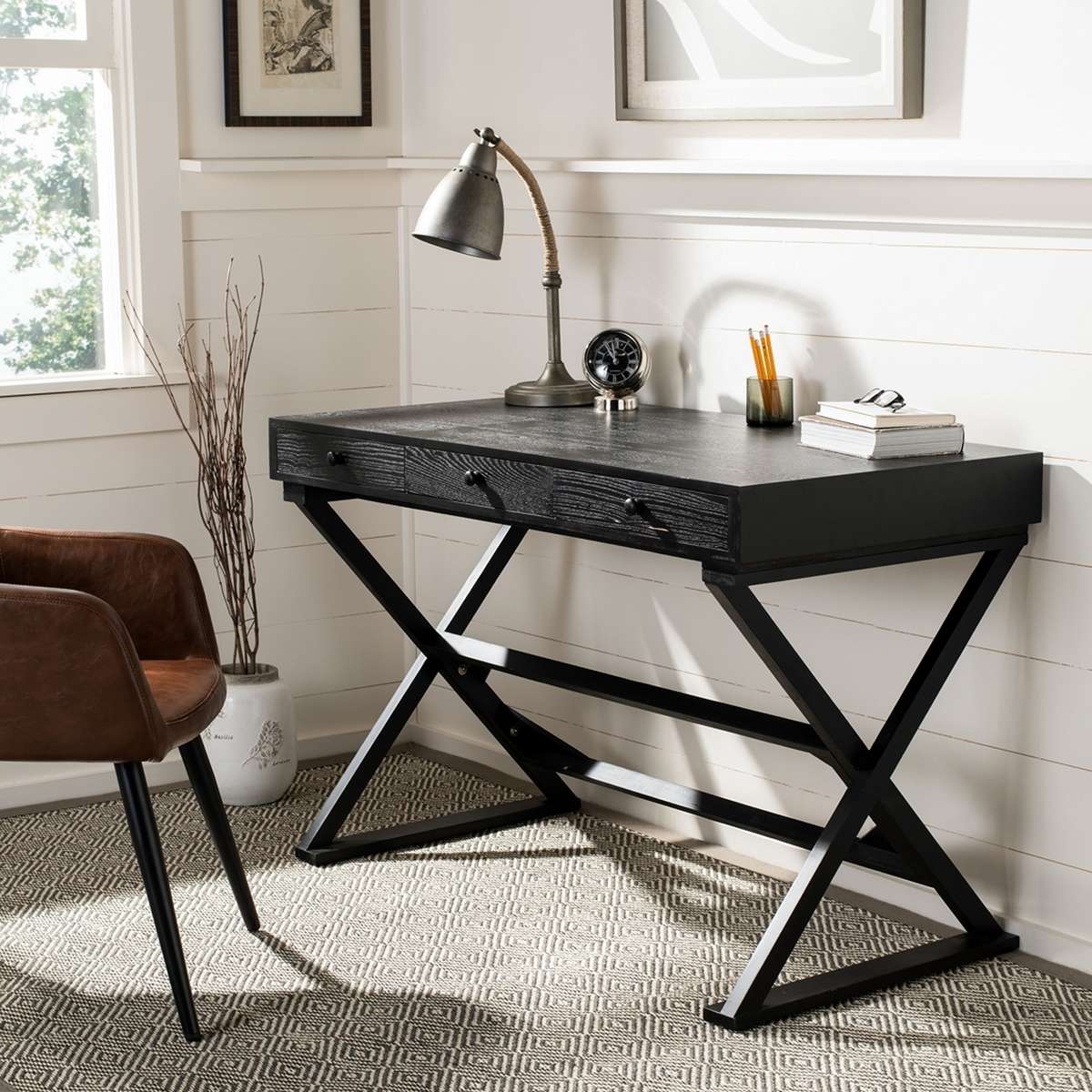 Safavieh Gilbert Desk - Weathered Black | Desks | Modishstore