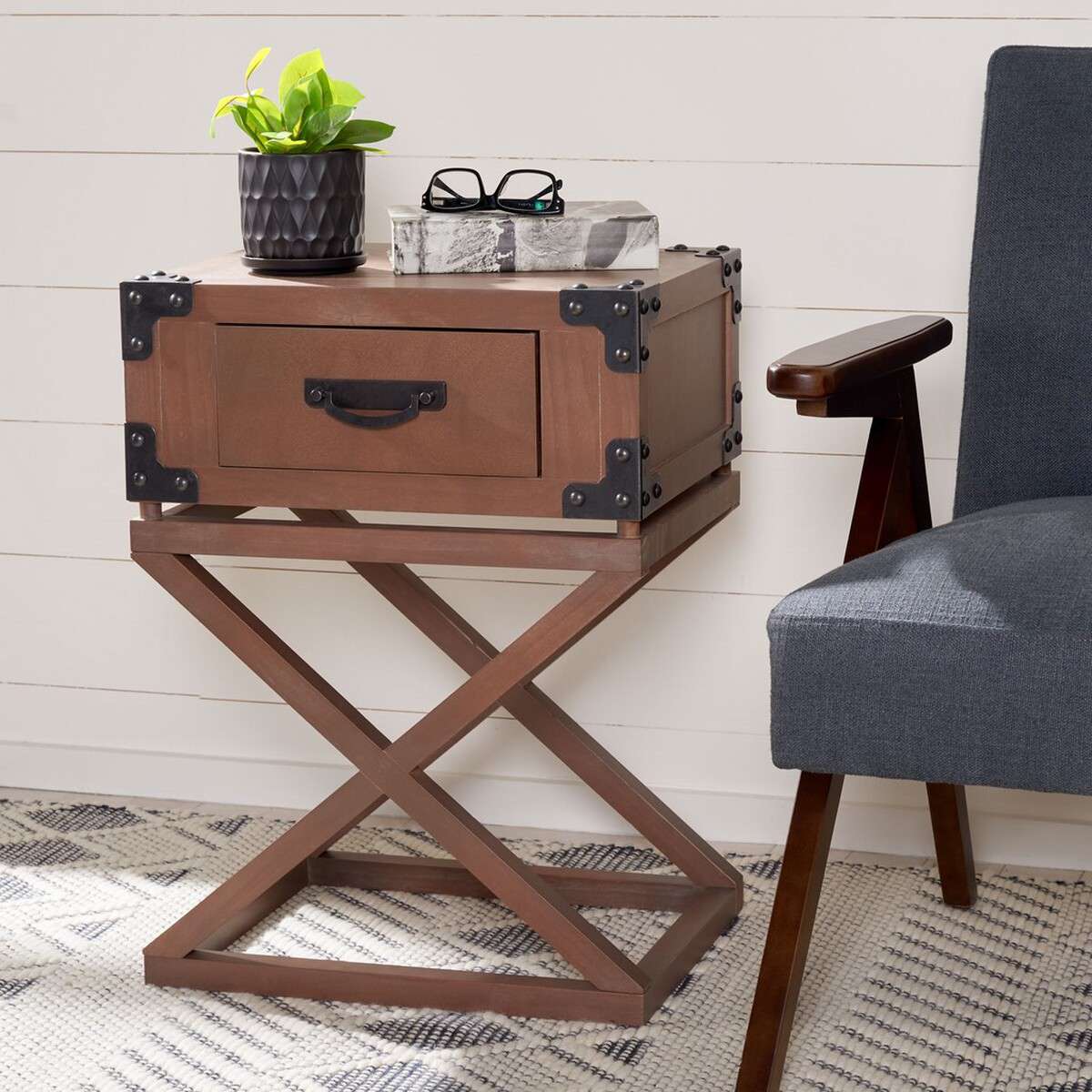 Safavieh Dunstan Accent Table With Storage Drawer - Washed Natural Pine | Accent Tables | Modishstore