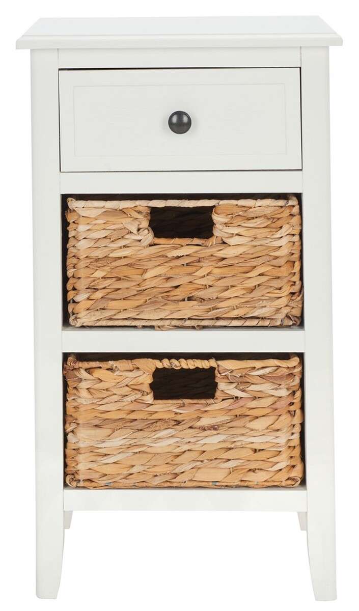 Safavieh Everly Drawer Side Table - Distressed White | End Tables | Modishstore