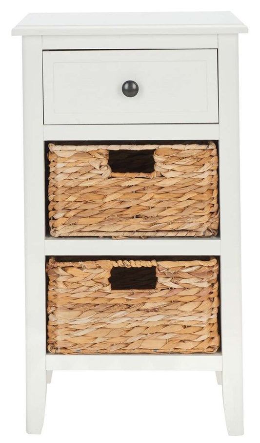 Safavieh Everly Drawer Side Table - Distressed White | End Tables | Modishstore