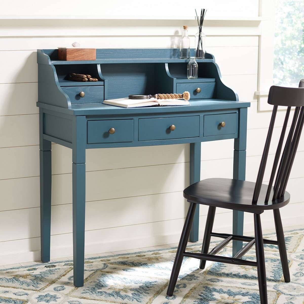 Safavieh Landon 5 Drawer Writing Desk - Slate Teal | Desks | Modishstore