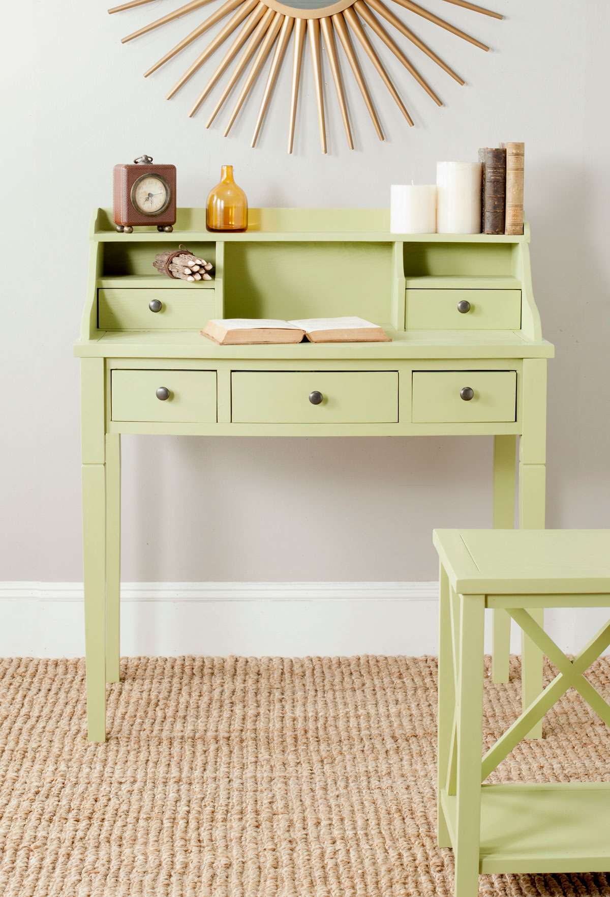 Safavieh Landon 5 Drawer Writing Desk - Split Pea | Desks | Modishstore