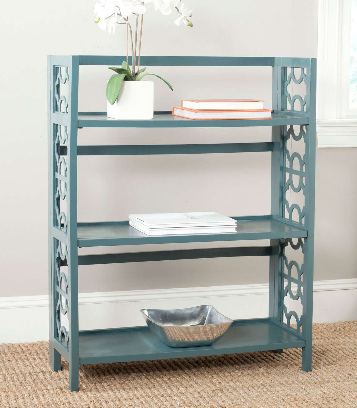 Safavieh Natalie 3 Tier Low Bookcase - Teal | Etagere | Modishstore