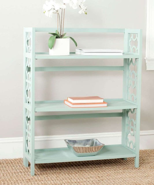 Safavieh Natalie 3 Tier Low Bookcase - Celadon | Etagere | Modishstore