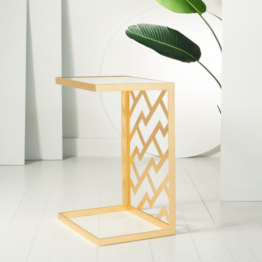 Safavieh Ozzie Gold Leaf C-Table | Accent Tables | Modishstore