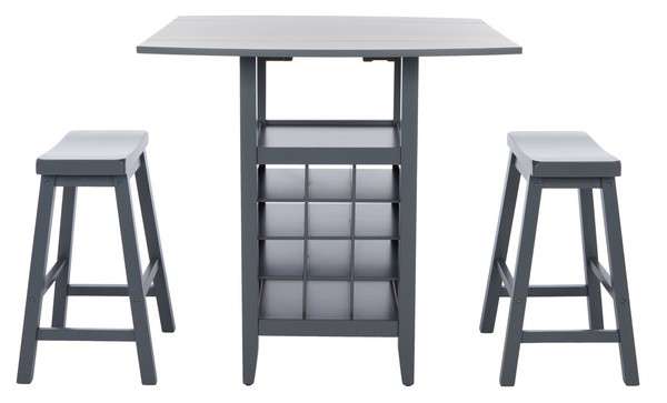 Safavieh Emeric 3 Pc Set Drop Leaf Pub Table - Gray | Bar Stools & Table | Modishstore - 2