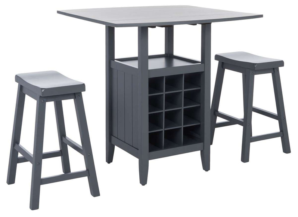 Safavieh Emeric 3 Pc Set Drop Leaf Pub Table - Gray | Bar Stools & Table | Modishstore - 3