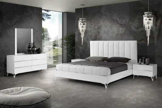 Nova Domus Angela - Italian Modern White Eco Leather Bedroom Set | Modishstore | Bedroom Sets