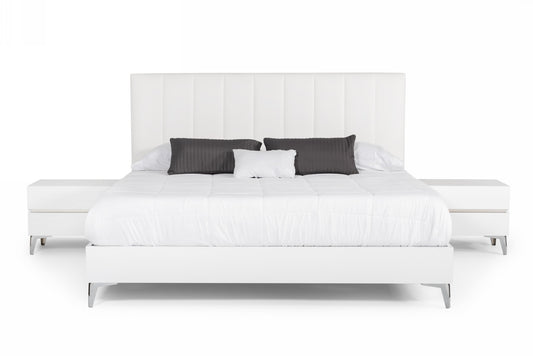 Nova Domus Angela - Italian Modern White Eco Leather Bed w/ Nightstands | Modishstore | Beds